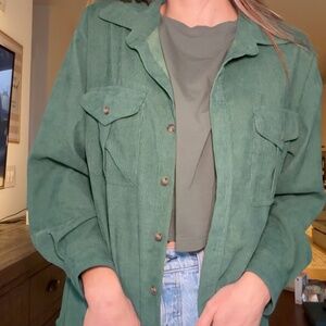 En Merci Women's Medium Dark Emerald Green Shacket